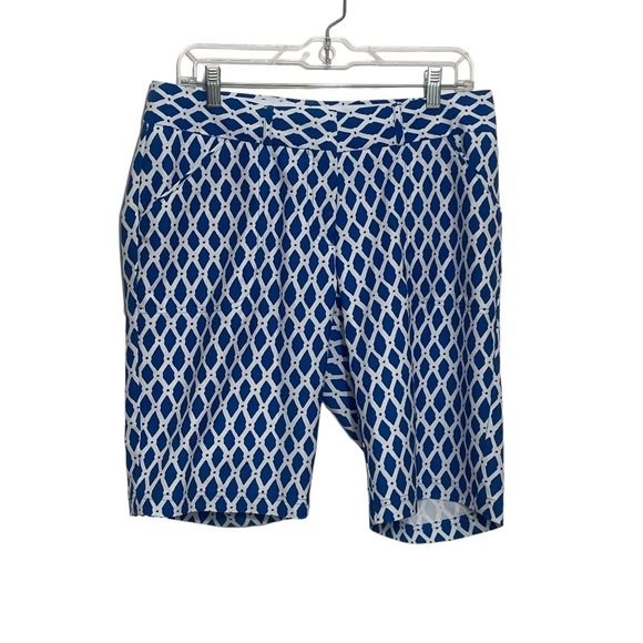 Peter Millar 8 Ladies Wicking Blue White Print Pocket Shorts Missing back Button - Picture 5 of 7